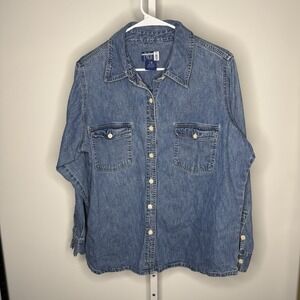 Women's Venezia Jeans Brand Jean Button Down Shirt Long Sleeve‎ Size 14/16